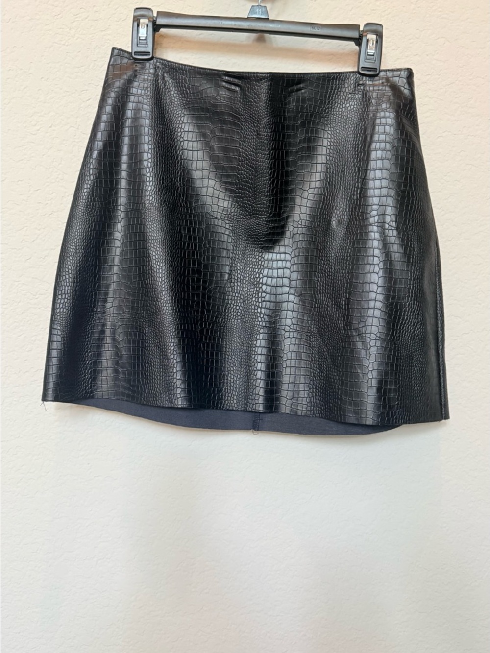 Express Black Faux Croc Mini Skirt